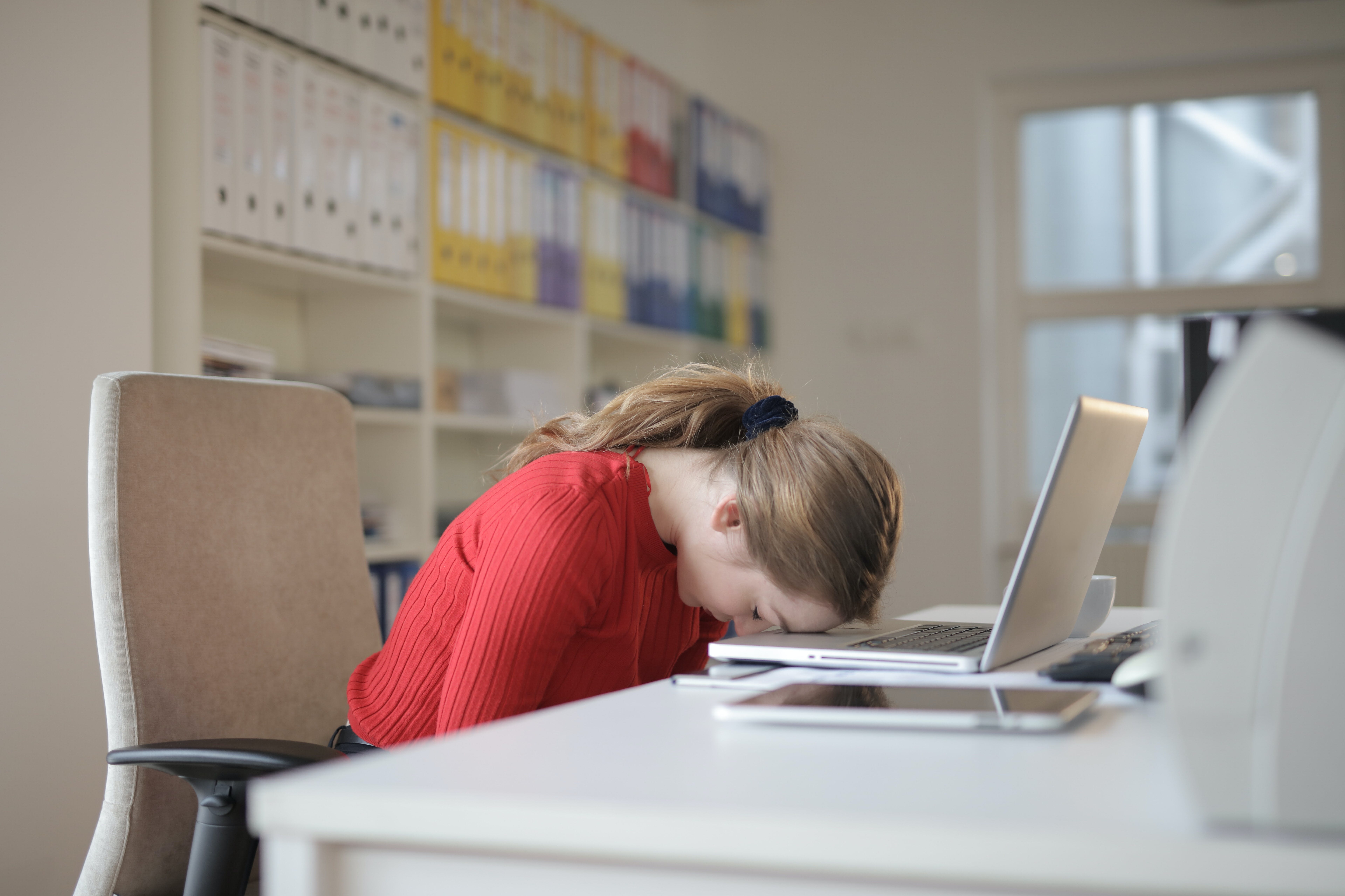 tired at the computer