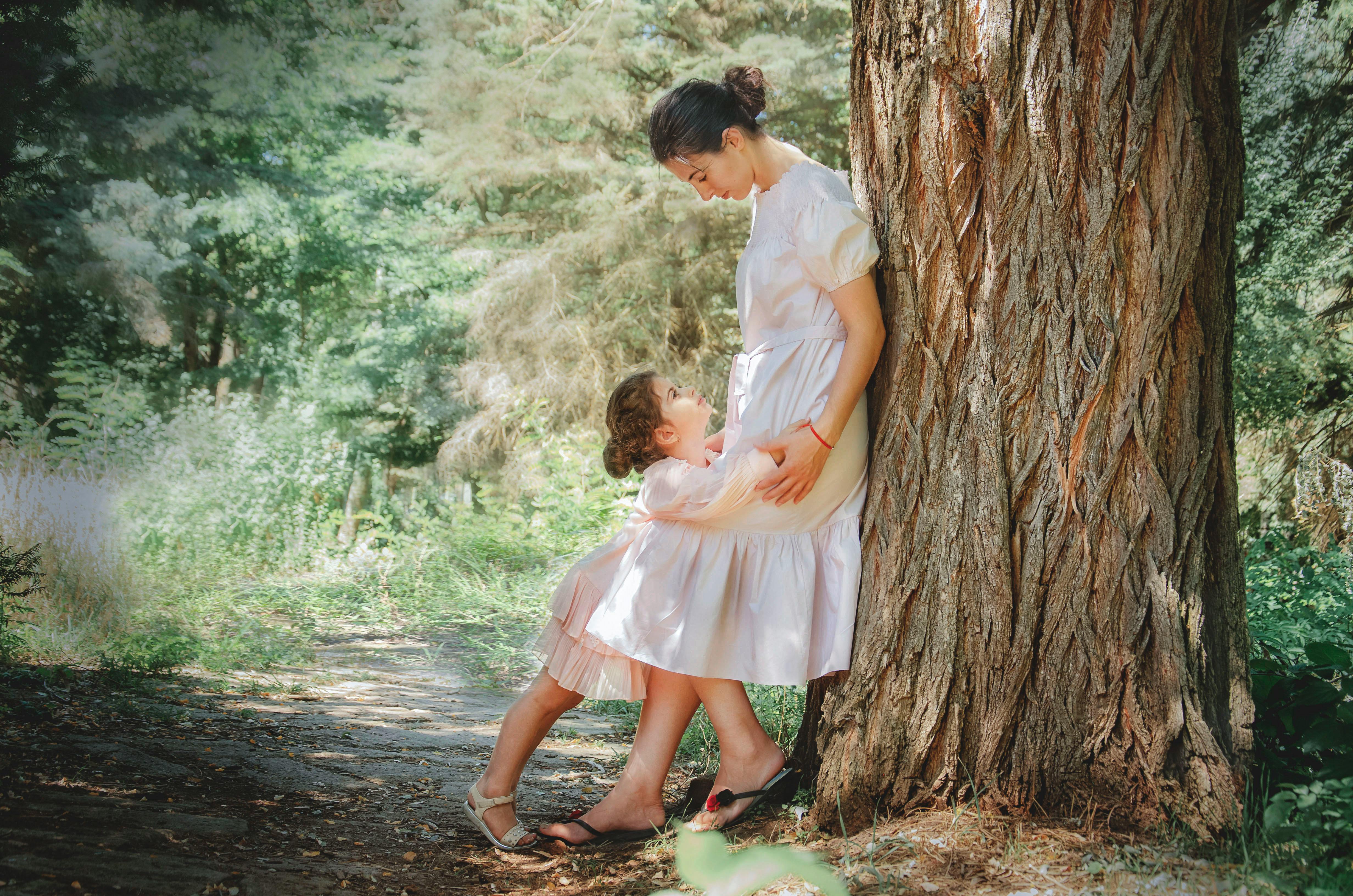 mom and daughter in the shade